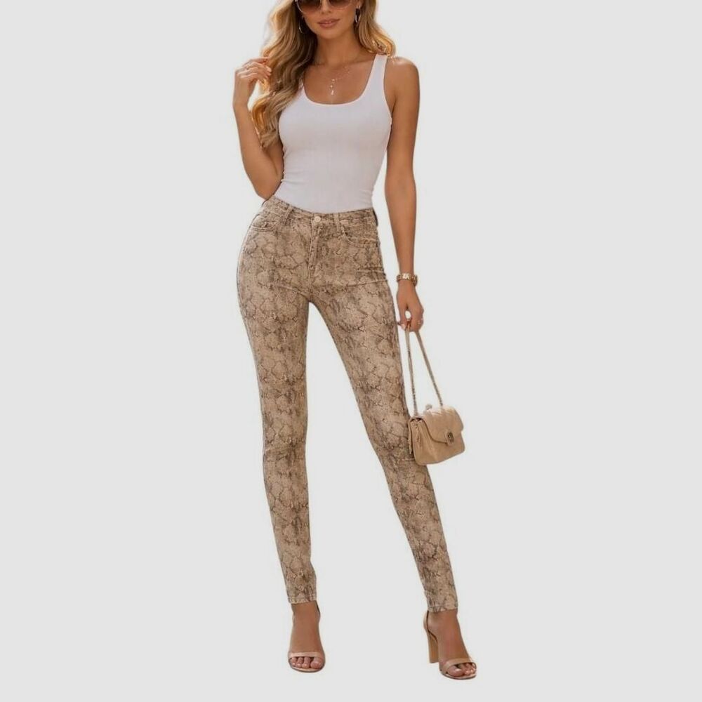 Lucky Brand Charlie Skinny Snake Print Jeans 2/26 - Picture 1 of 8